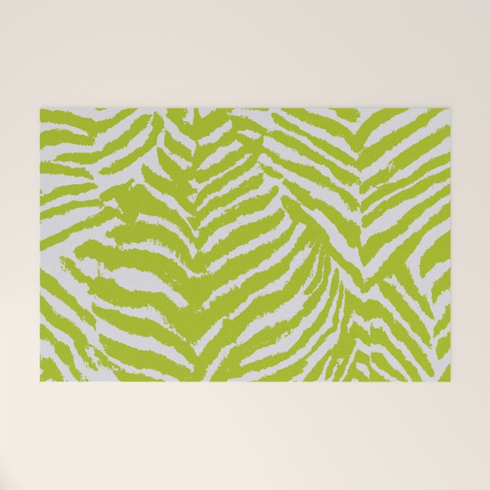 Lime Zest Zebra Pattern Welcome Mat Gallery Image 1