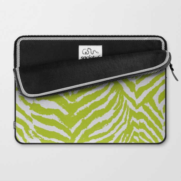 Lime Zest Zebra Pattern Laptop Sleeve Gallery Image 2