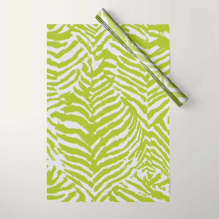 Lime Zest Zebra Pattern Wrapping Paper Gallery Image 1