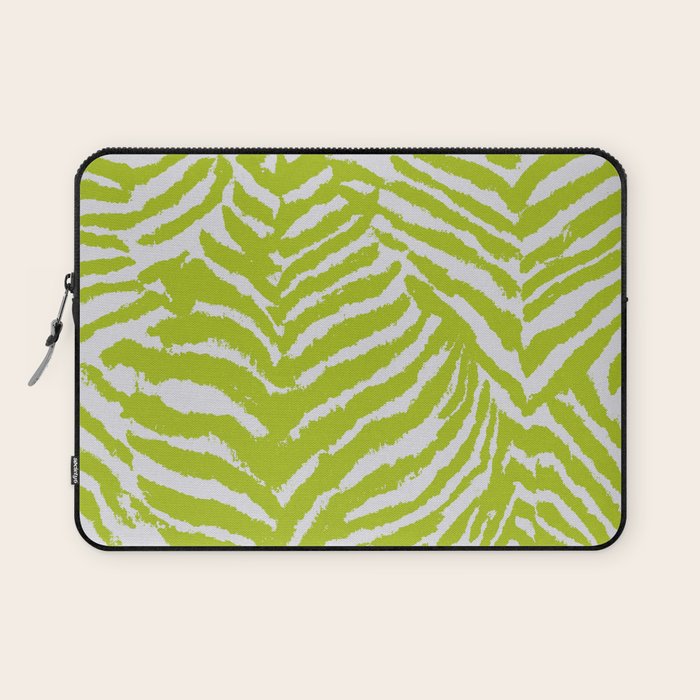 Lime Zest Zebra Pattern Laptop Sleeve Gallery Image 1