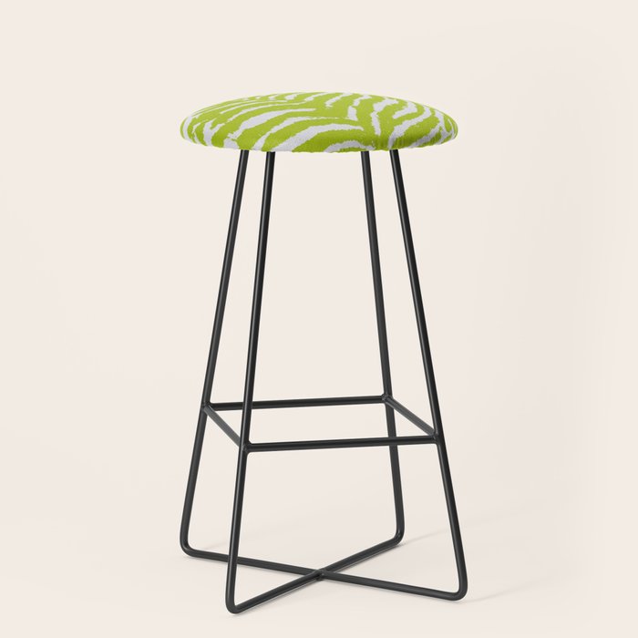 Lime Zest Zebra Pattern Stool Gallery Image 1