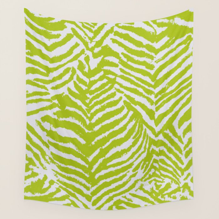 Lime Zest Zebra Pattern Wall Tapestry Gallery Image 4