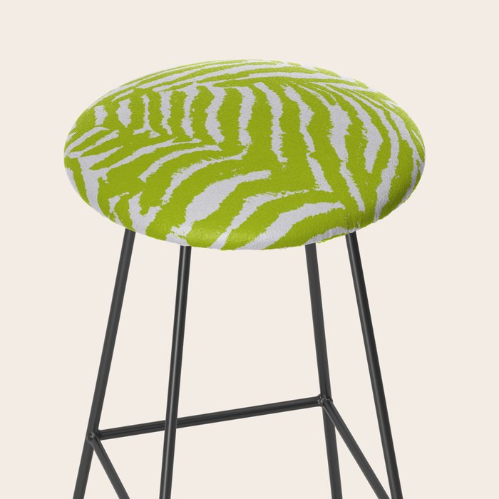 Lime Zest Zebra Pattern Stool Gallery Image 2