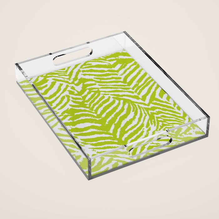 Lime Zest Zebra Pattern Acrylic Tray Gallery Image 1