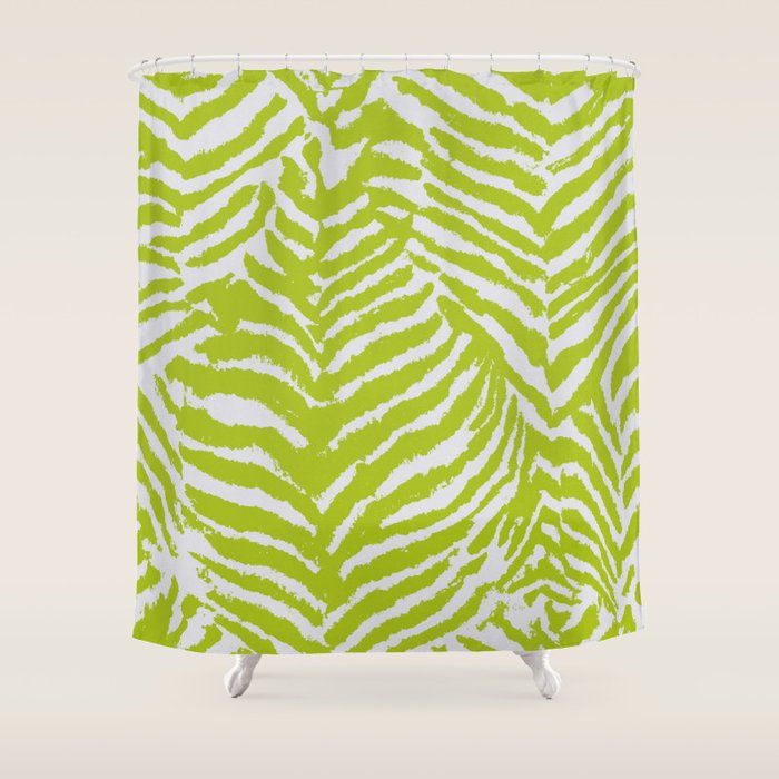 Lime Zest Zebra Pattern Shower Curtain Gallery Image 1
