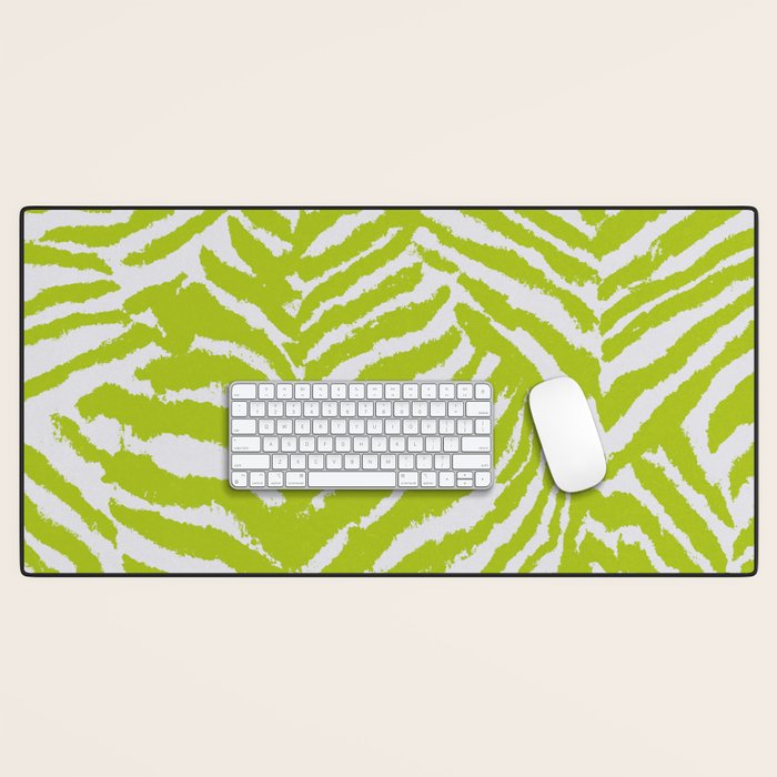 Lime Zest Zebra Pattern Desk Mat Gallery Image 1