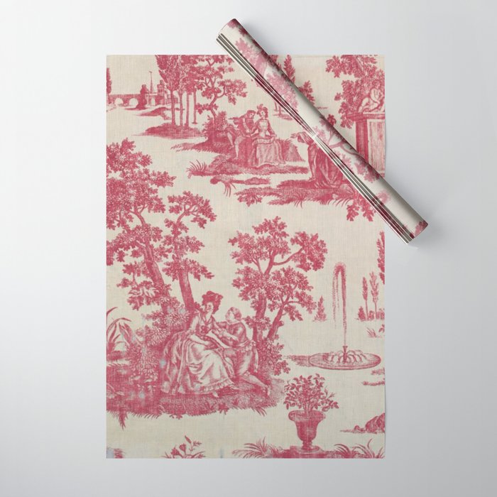 Antique 19th Century Romantic Pastoral French Toile de Jouy Wrapping Paper Gallery Image 1