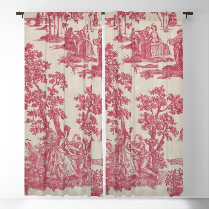 Antique 19th Century Romantic Pastoral French Toile de Jouy Window Curtain Gallery Image 5