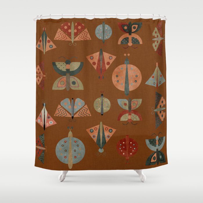 moths butterflies fall retro Shower Curtain Gallery Image 1