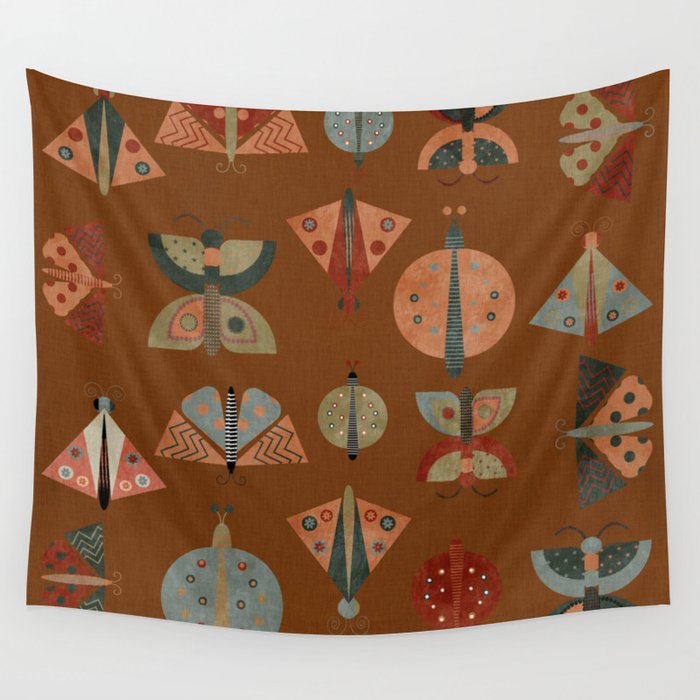 moths butterflies fall retro Wall Tapestry Gallery Image 1
