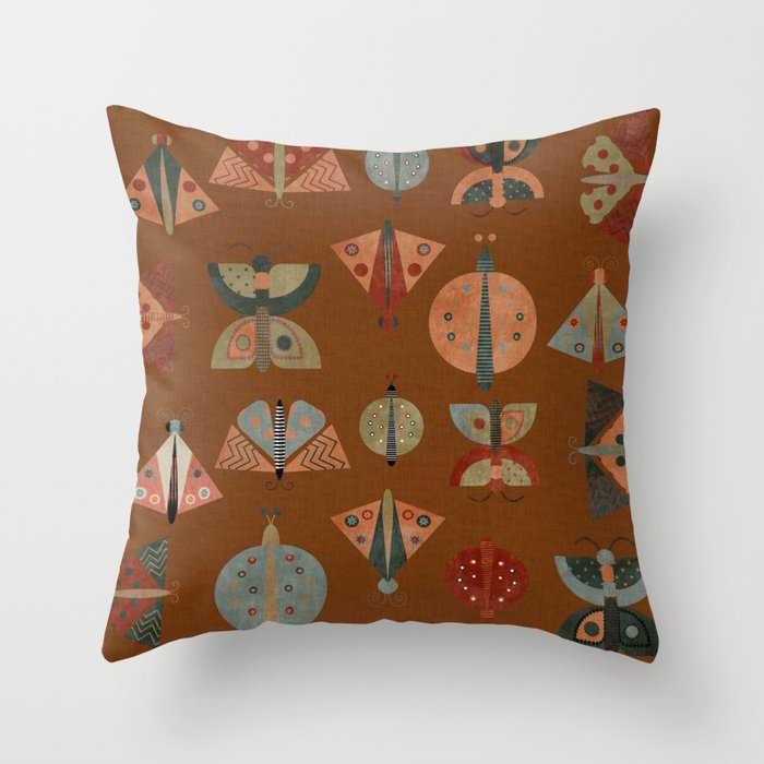 moths butterflies fall retro Throw Pillow Gallery Image 1