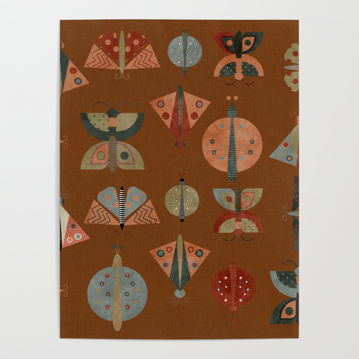 moths butterflies fall retro Poster Gallery Image 4