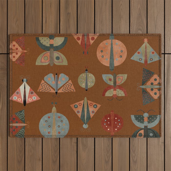 moths butterflies fall retro Outdoor Rug Gallery Image 1