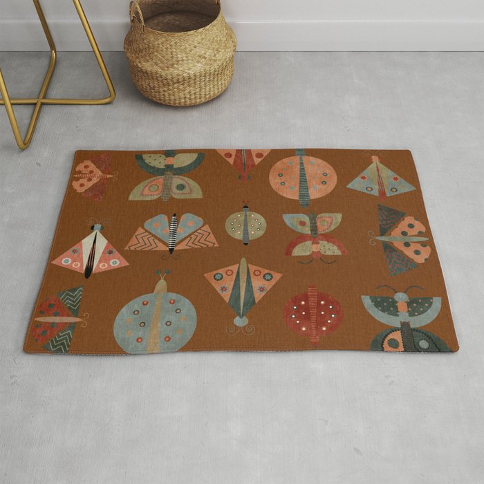 moths butterflies fall retro Rug Gallery Image 1