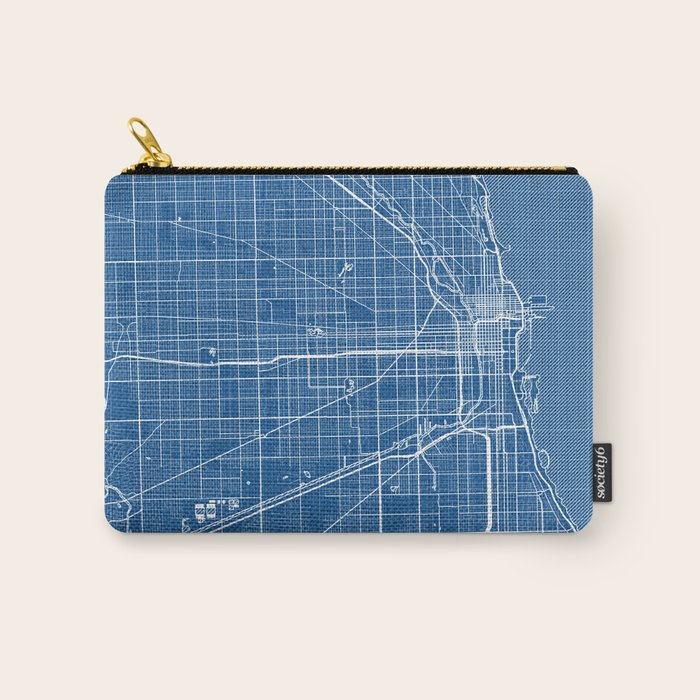 Chicago City Map of the United States - Blueprint Carry All Pouch Gallery Image 1