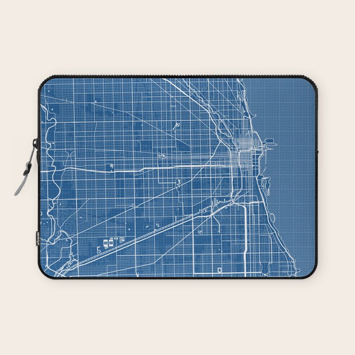 Chicago City Map of the United States - Blueprint Laptop Sleeve Gallery Image 1