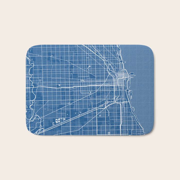 Chicago City Map of the United States - Blueprint Bath Mat Gallery Image 1