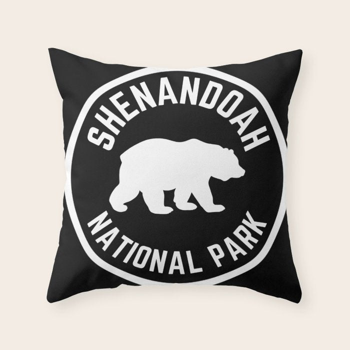 Shenandoah National Park Virginia Nature Black Bear Vintage Travel Throw Pillow Gallery Image 1
