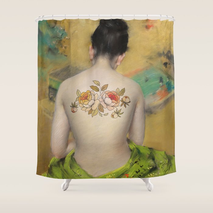 Girl With the Flower Tattoo Shower Curtain Gallery Image 1