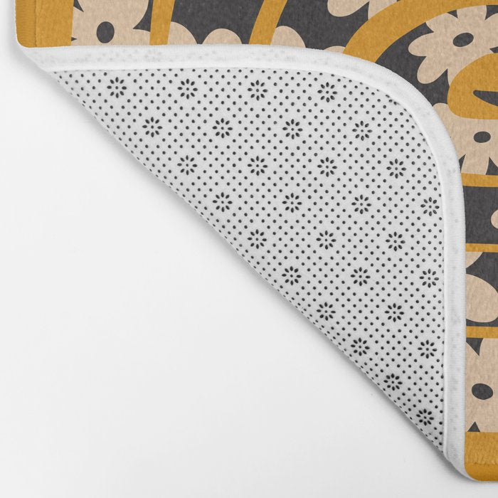 Black & Cream Snake Flower - Orange  Bath Mat Gallery Image 2