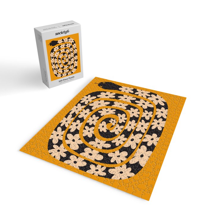 Black & Cream Snake Flower - Orange  Jigsaw Puzzle Gallery Image 2