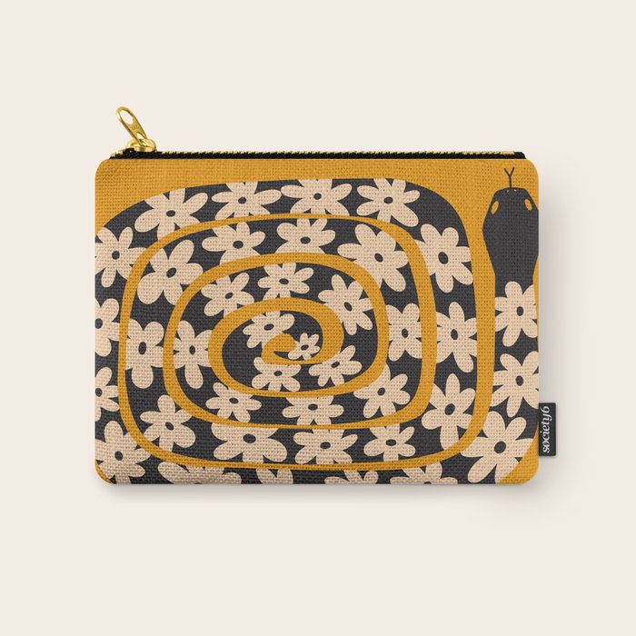 Black & Cream Snake Flower - Orange  Carry All Pouch Gallery Image 1