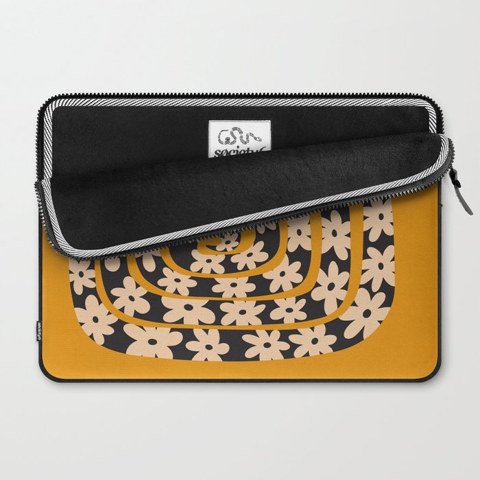 Black & Cream Snake Flower - Orange  Laptop Sleeve Gallery Image 2