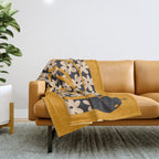 Black & Cream Snake Flower - Orange  Throw Blanket Gallery Image 1