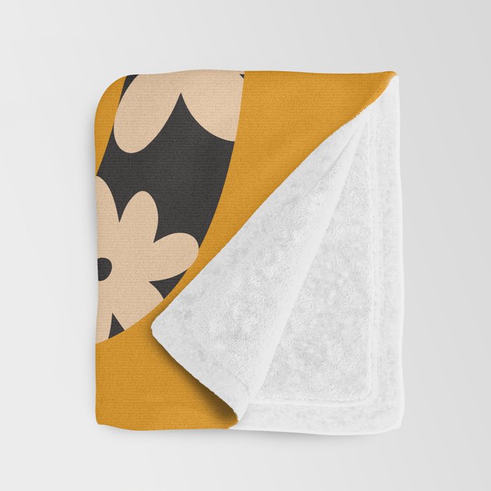 Black & Cream Snake Flower - Orange  Throw Blanket Gallery Image 3
