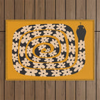 Black & Cream Snake Flower - Orange  Outdoor Rug Gallery Image 1