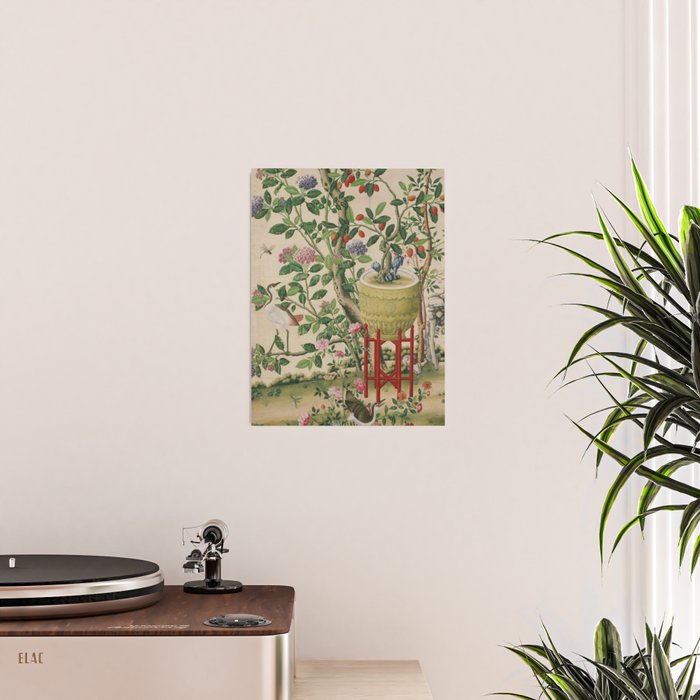 Antique 18th Century Chinoiserie Camellia Fruit Garden Poster Gallery Image 2