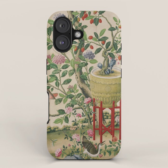 Antique 18th Century Chinoiserie Camellia Fruit Garden iPhone Case Gallery Image 1