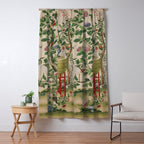 Antique 18th Century Chinoiserie Camellia Fruit Garden Window Curtain Gallery Image 5