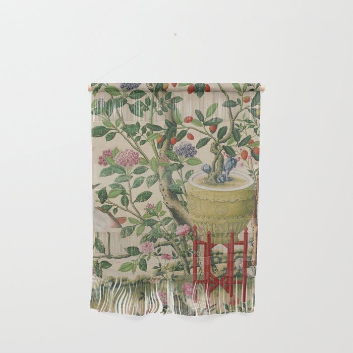 Antique 18th Century Chinoiserie Camellia Fruit Garden Wall Hanging Gallery Image 1