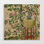 Antique 18th Century Chinoiserie Camellia Fruit Garden Wood Wall Art Gallery Image 1