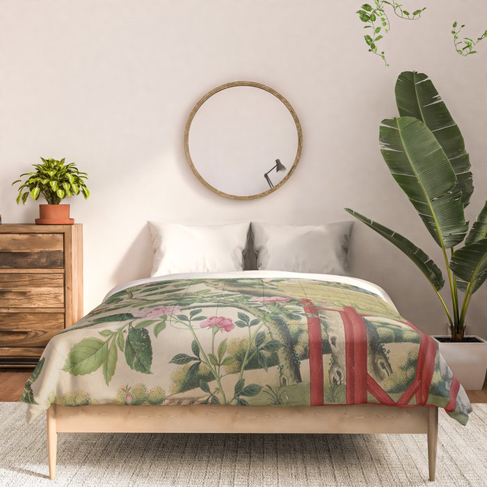 Antique 18th Century Chinoiserie Camellia Fruit Garden Comforter Gallery Image 3