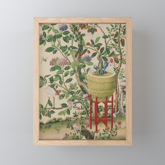 Antique 18th Century Chinoiserie Camellia Fruit Garden Mini Art Print Gallery Image 1