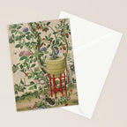 Antique 18th Century Chinoiserie Camellia Fruit Garden Stationery Card Gallery Image 2