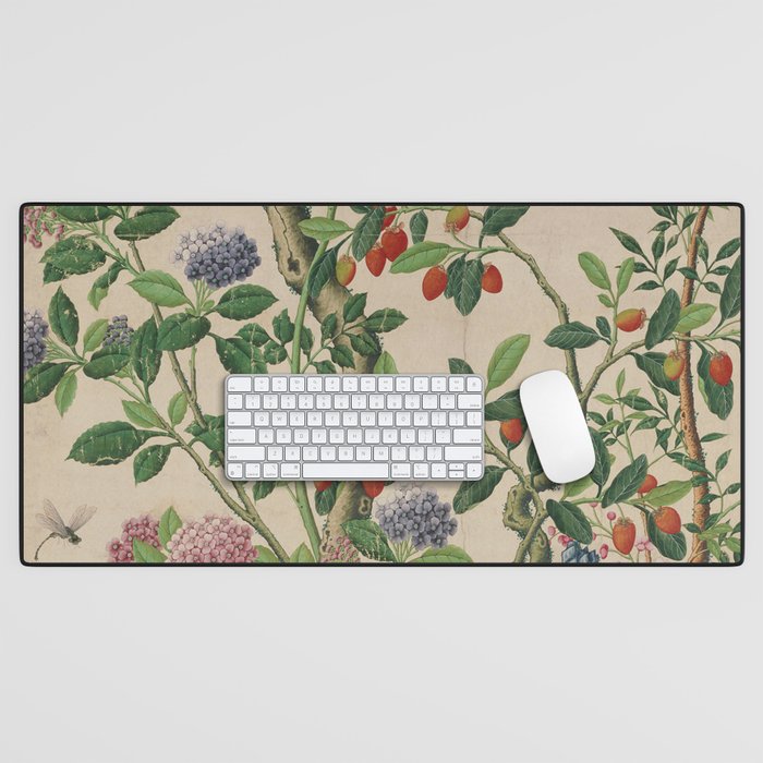 Antique 18th Century Chinoiserie Camellia Fruit Garden Desk Mat Gallery Image 1
