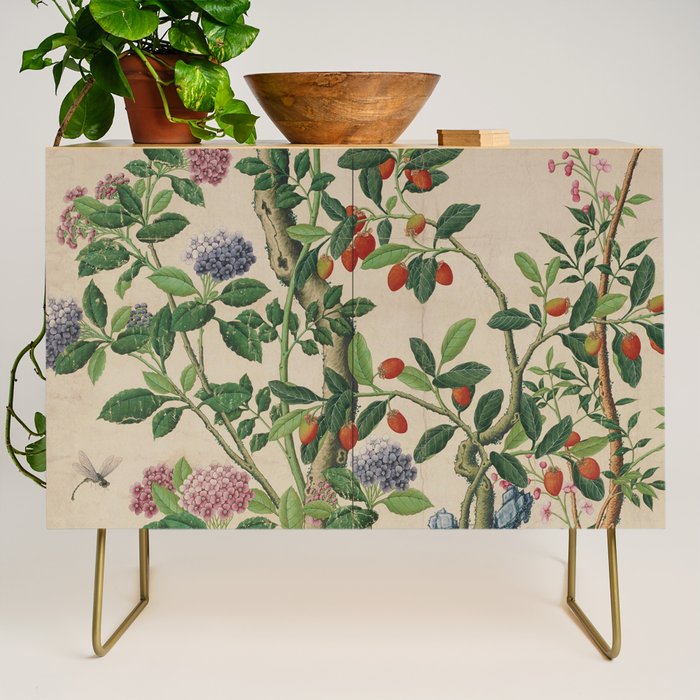 Antique 18th Century Chinoiserie Camellia Fruit Garden Credenza Gallery Image 1