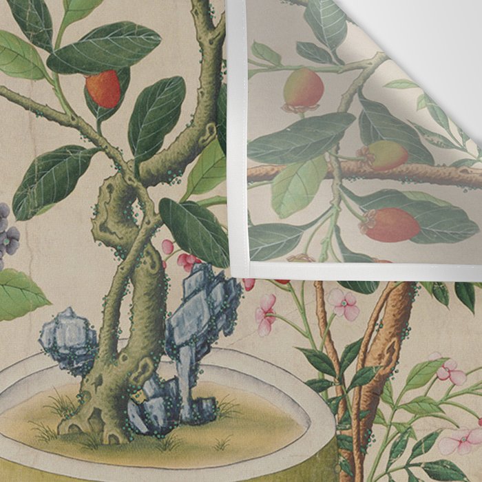 Antique 18th Century Chinoiserie Camellia Fruit Garden Wall Tapestry Gallery Image 3