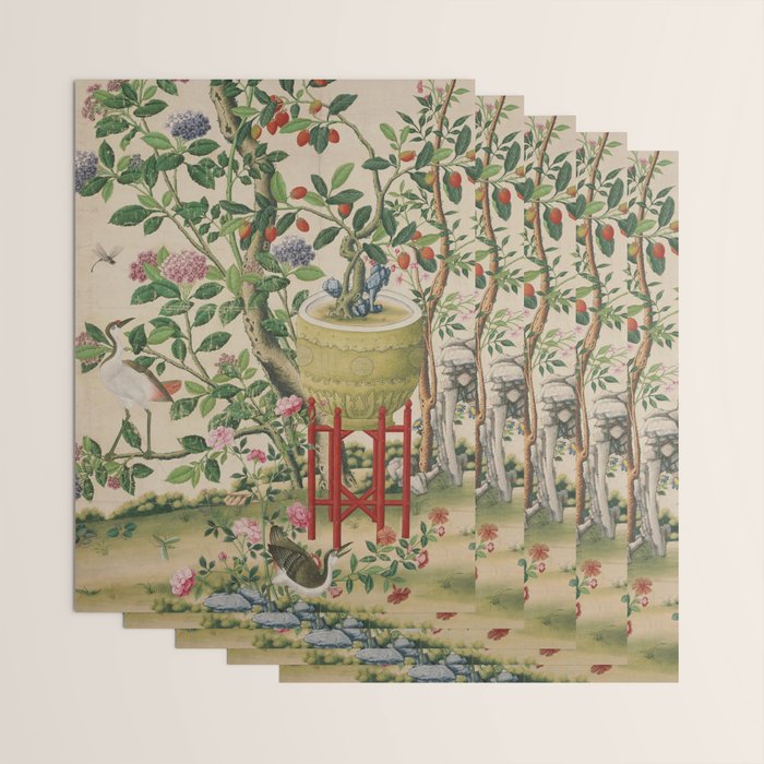 Antique 18th Century Chinoiserie Camellia Fruit Garden Wrapping Paper Gallery Image 3