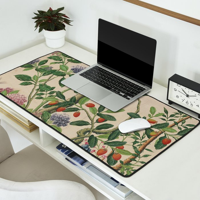 Antique 18th Century Chinoiserie Camellia Fruit Garden Desk Mat Gallery Image 2