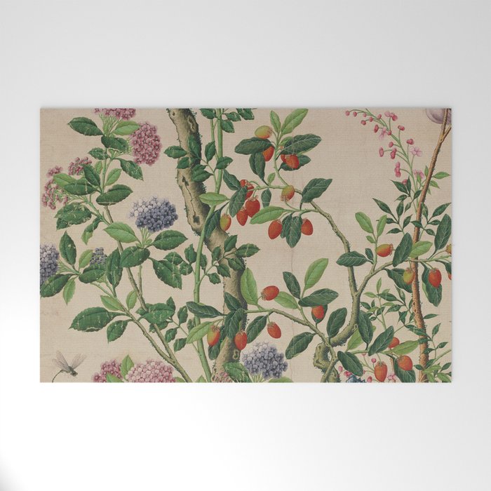 Antique 18th Century Chinoiserie Camellia Fruit Garden Welcome Mat Gallery Image 1