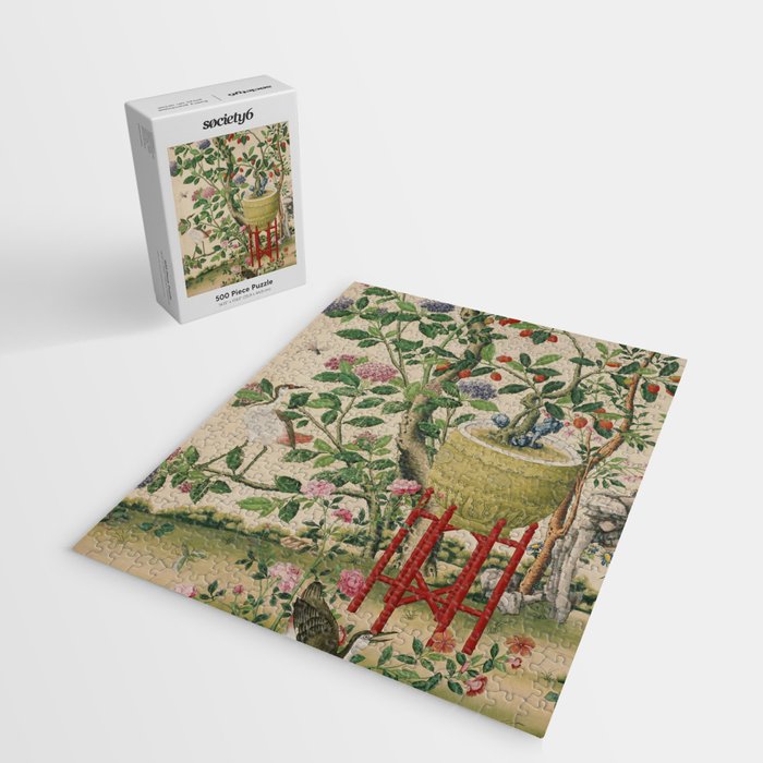 Antique 18th Century Chinoiserie Camellia Fruit Garden Jigsaw Puzzle Gallery Image 2