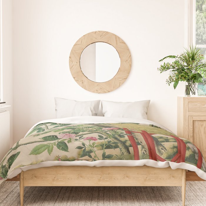 Antique 18th Century Chinoiserie Camellia Fruit Garden Duvet Cover Gallery Image 3