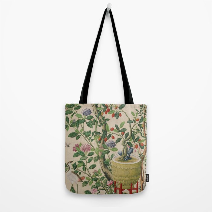 Antique 18th Century Chinoiserie Camellia Fruit Garden Tote Bag Gallery Image 2