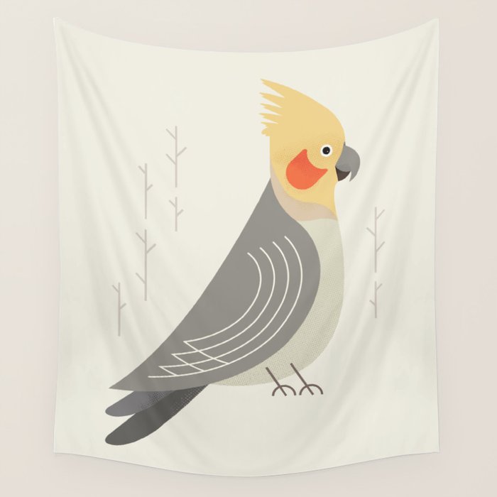 Cockatiel, Bird of Australia Wall Tapestry Gallery Image 4