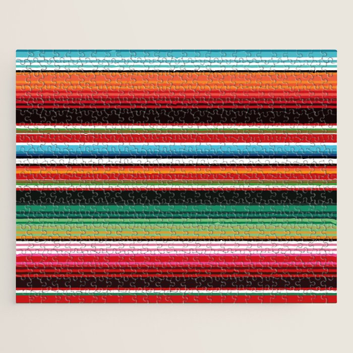 Sarape mexican blanket vibrant southwest modern serape pattern Jigsaw Puzzle Gallery Image 1