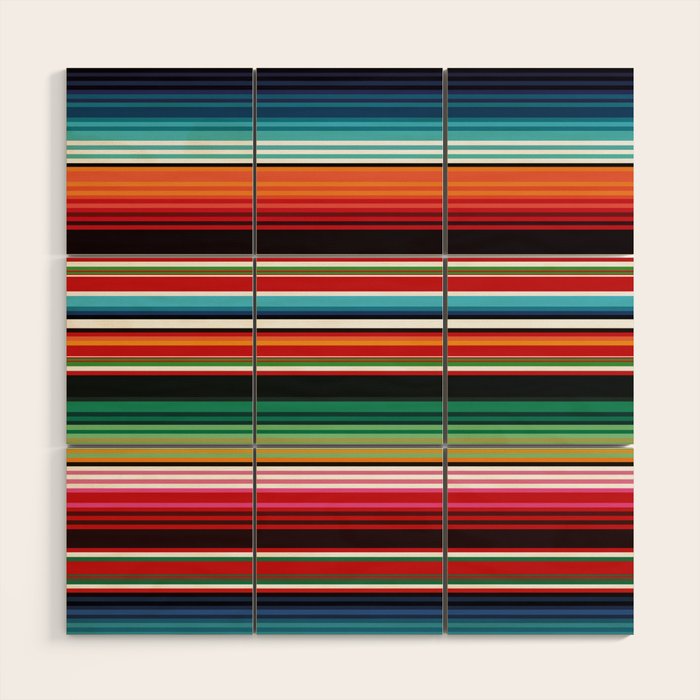 Sarape mexican blanket vibrant southwest modern serape pattern Wood Wall Art Gallery Image 1
